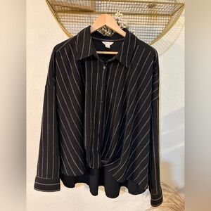 Caslon Black Blouse with White Stripes